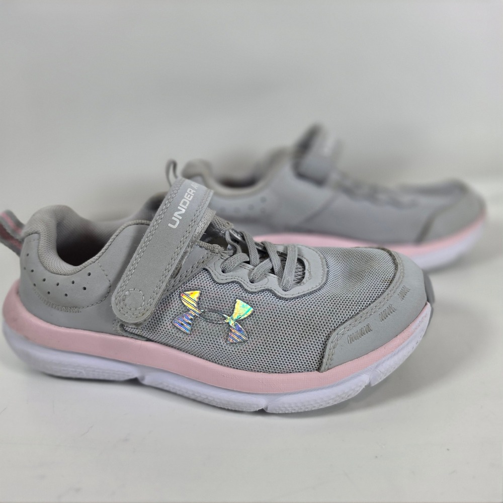 Under Armour Girls Assert 10 Grey Pink Running Shoes Size 3Y - Picture 3 of 8